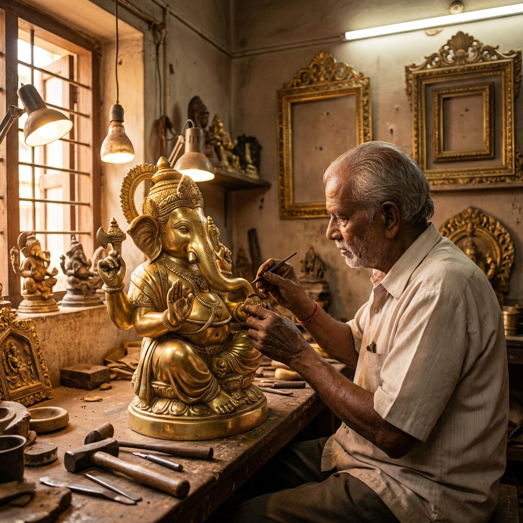 About BanuKee - Artisan crafting brass idol